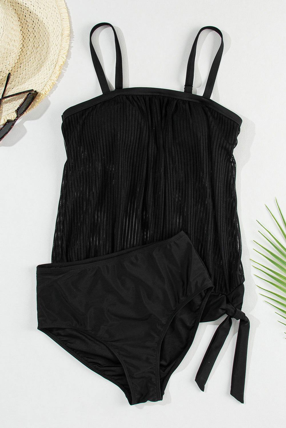 Square Neck Spaghetti Strap Tankini Set - Clothes For Her Online Store