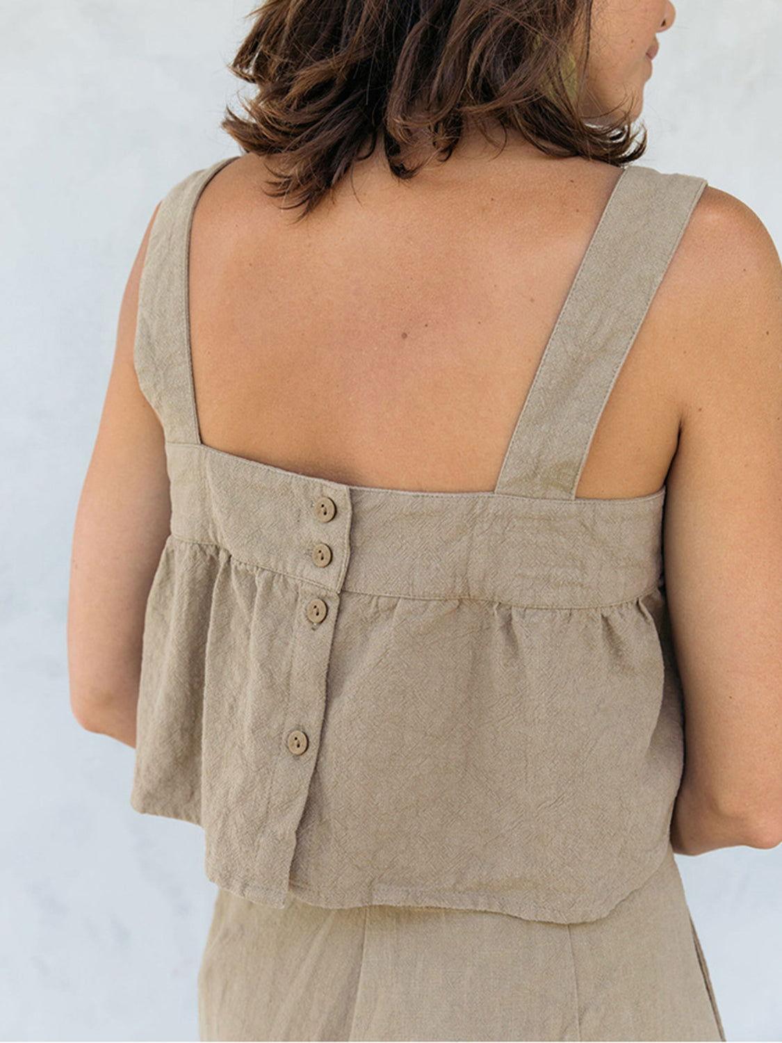 Square Neck Wide Strap Top and Pants Set - Clothes For Her Online Store