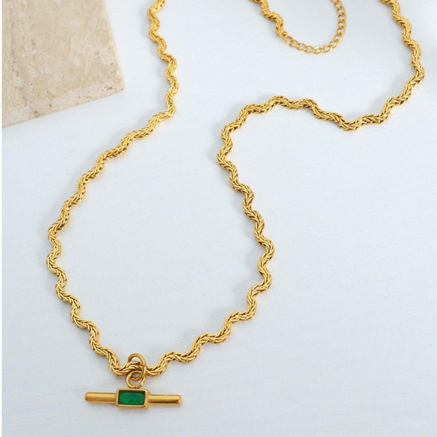 Stainless Steel Glass Cone Shaped Pendant Necklace - Clothes For Her Online Store