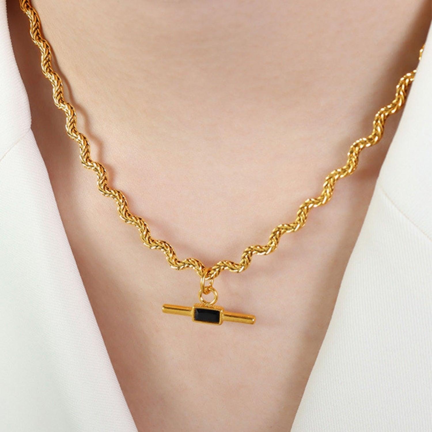 Stainless Steel Glass Cone Shaped Pendant Necklace - Clothes For Her Online Store