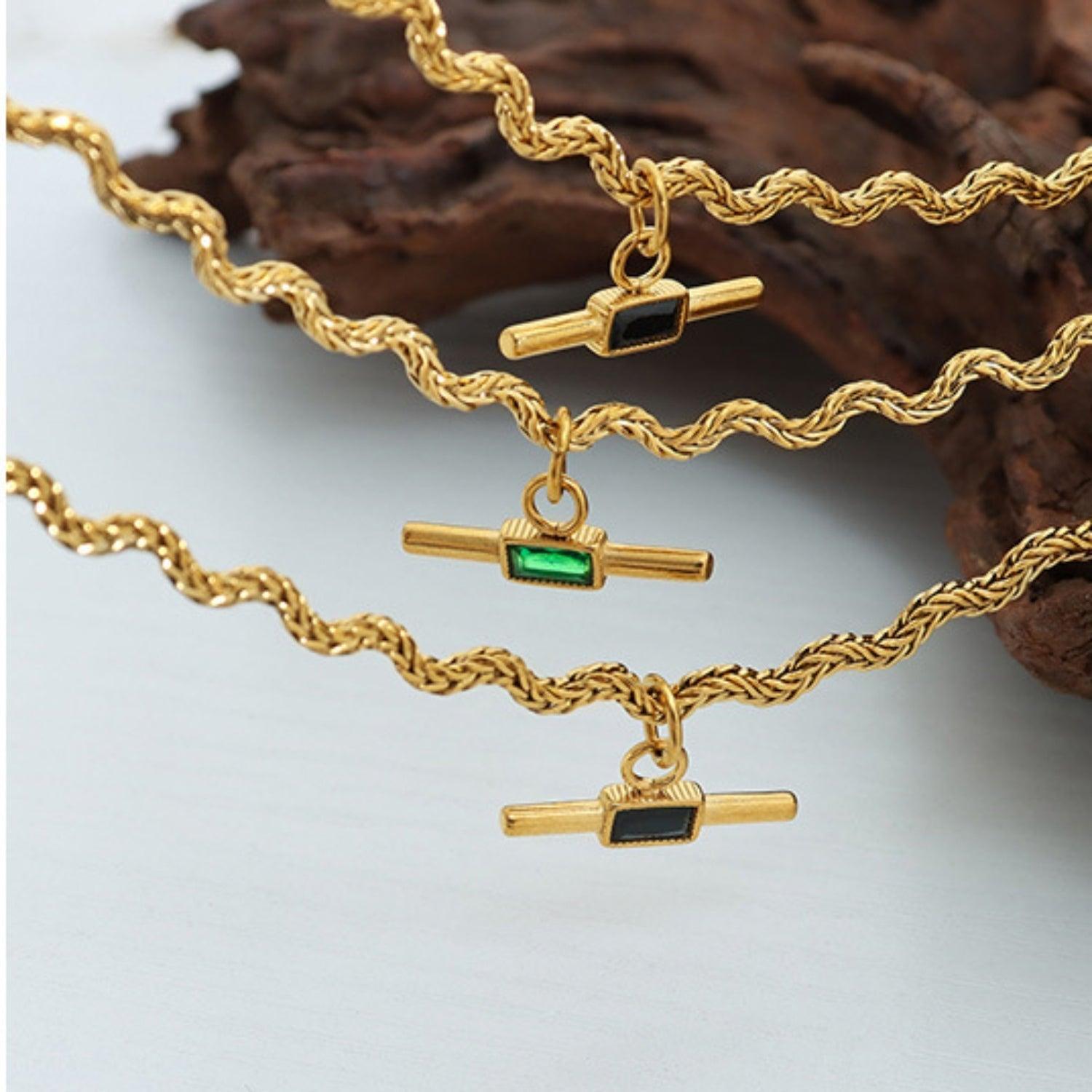 Stainless Steel Glass Cone Shaped Pendant Necklace - Clothes For Her Online Store