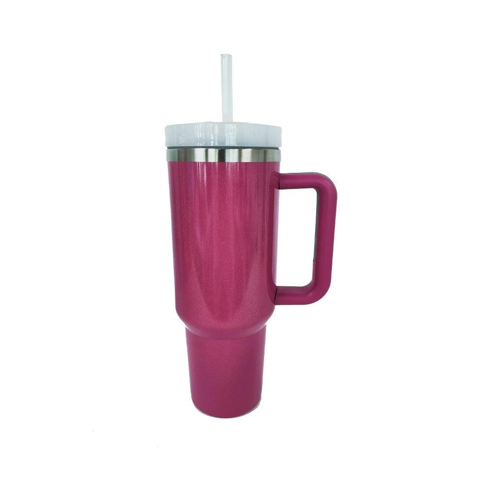 Stainless Steel Tumbler with Handle and Straw - Clothes For Her Online Store