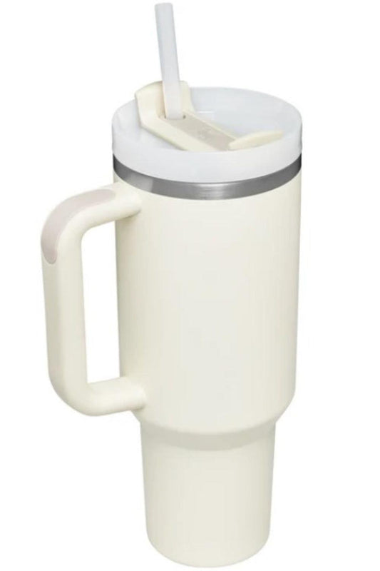 Stainless Steel Tumbler with Upgraded Handle and Straw - Clothes For Her Online Store