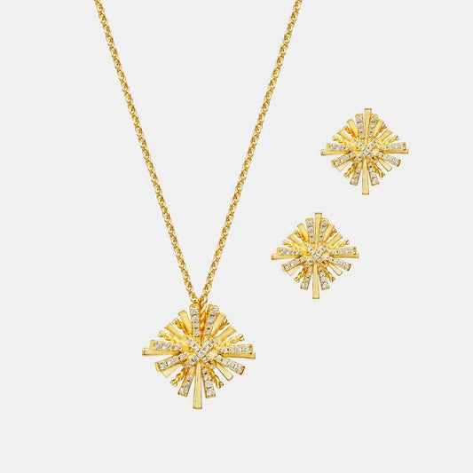 Starburst Gold-Plated Earrings and Necklace Set - Clothes For Her Online Store