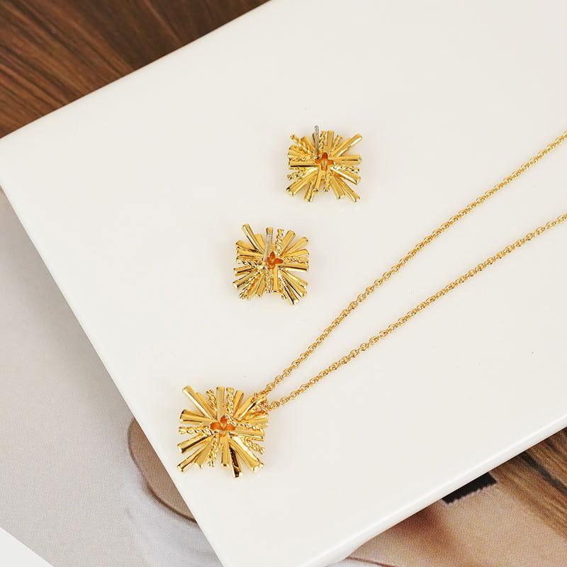 Starburst Gold-Plated Earrings and Necklace Set - Clothes For Her Online Store