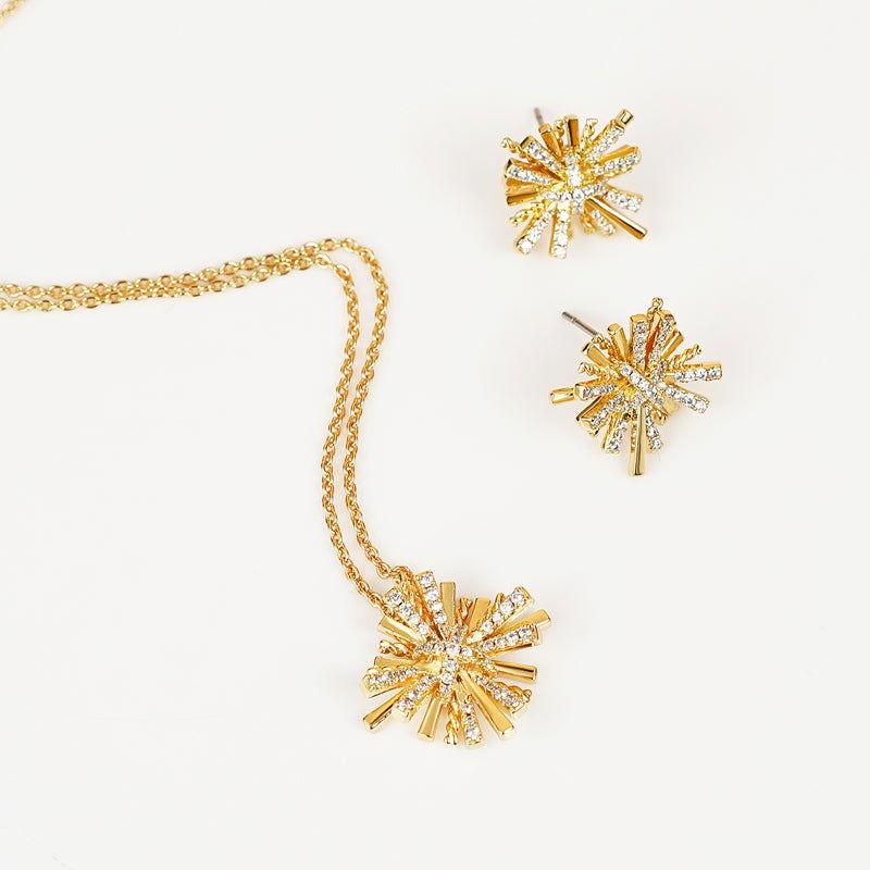 Starburst Gold-Plated Earrings and Necklace Set - Clothes For Her Online Store