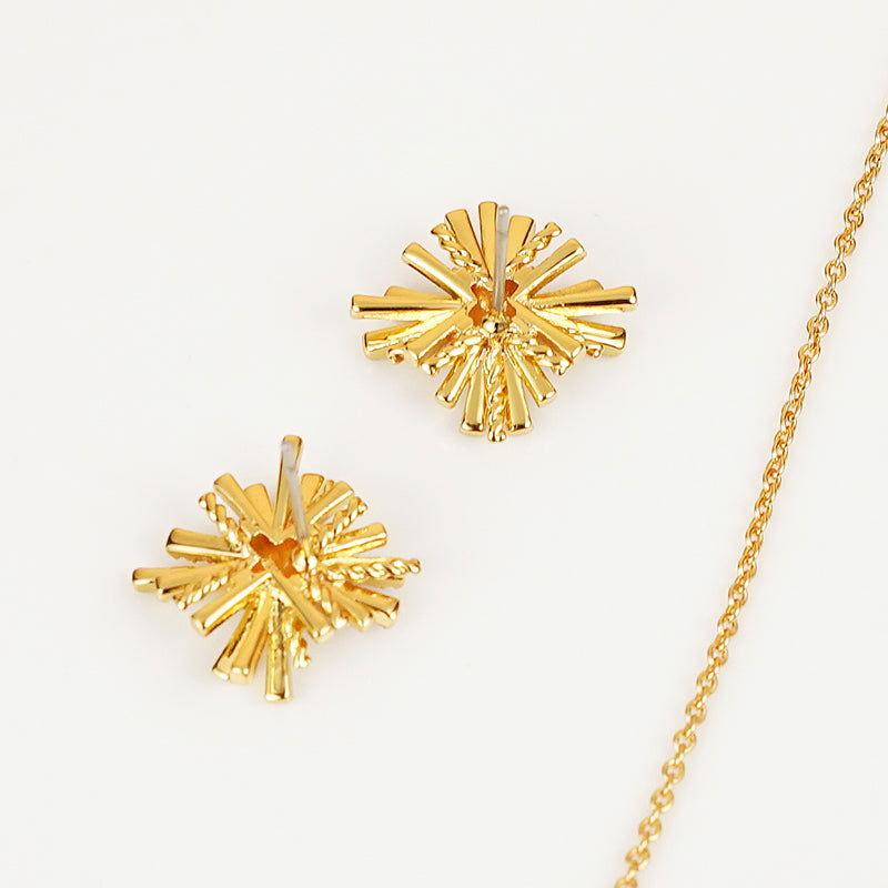 Starburst Gold-Plated Earrings and Necklace Set - Clothes For Her Online Store