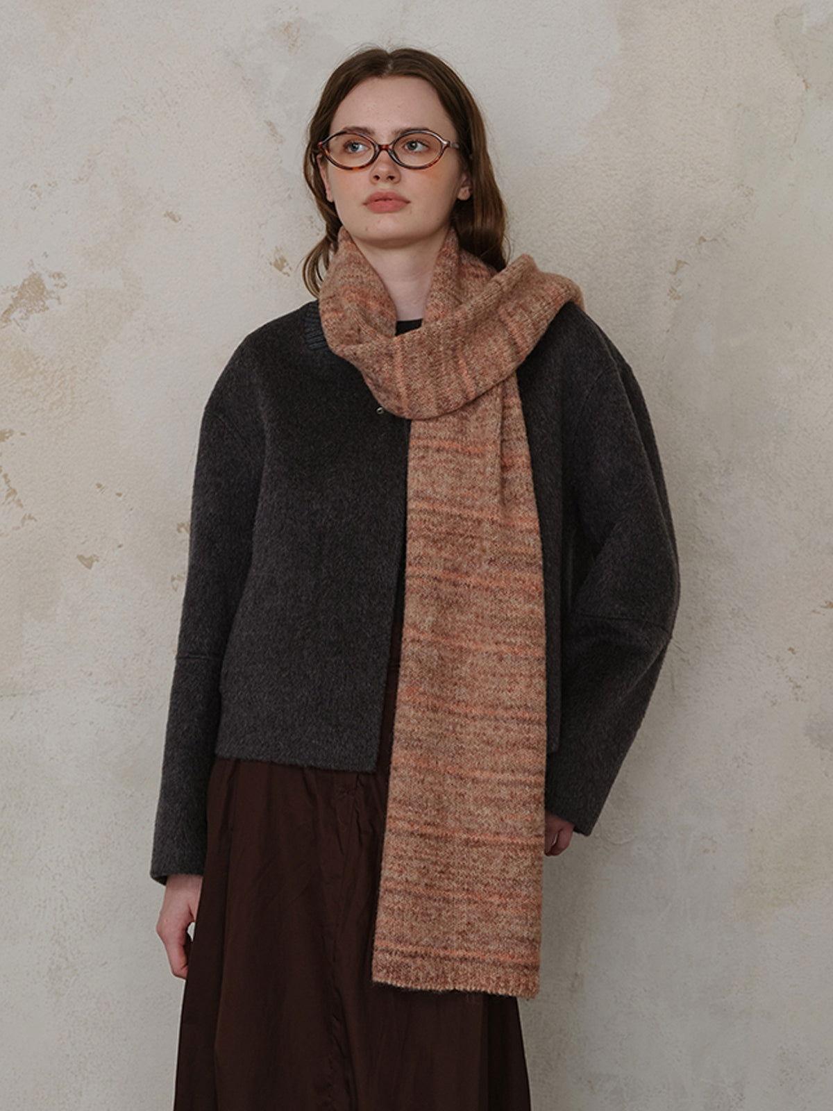 Striped Detail Knit Scarf - Clothes For Her Online Store