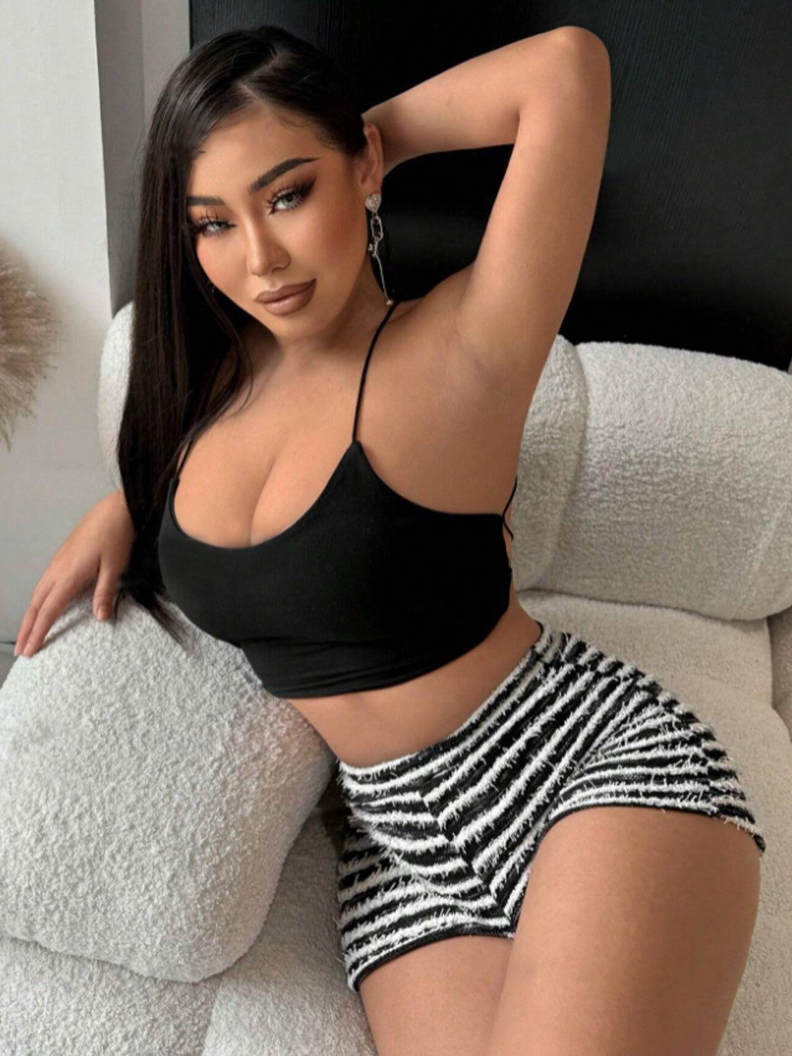 Striped High Waist Shorts - Clothes For Her Online Store