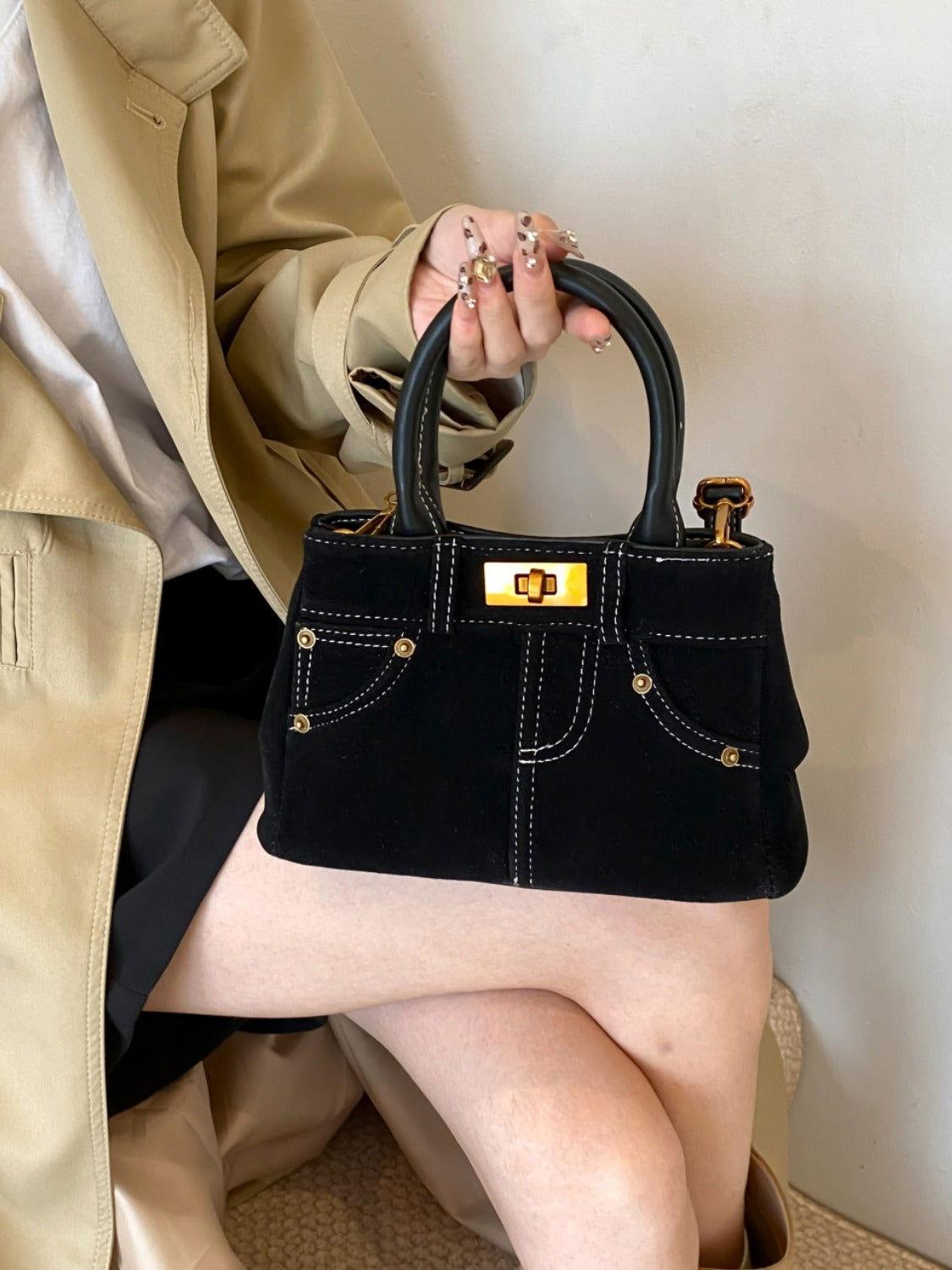 Suede Adjustable Strap Double-Use Handbag - Clothes For Her Online Store