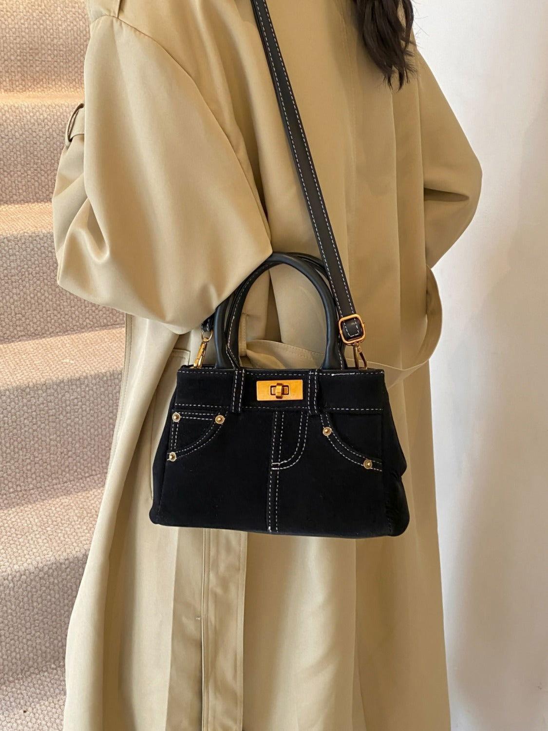 Suede Adjustable Strap Double-Use Handbag - Clothes For Her Online Store