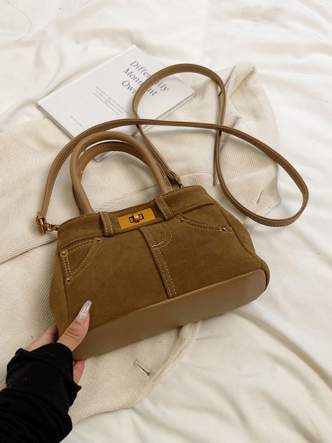 Suede Adjustable Strap Double-Use Handbag - Clothes For Her Online Store