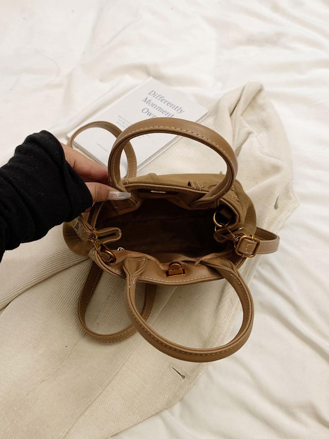 Suede Adjustable Strap Double-Use Handbag - Clothes For Her Online Store