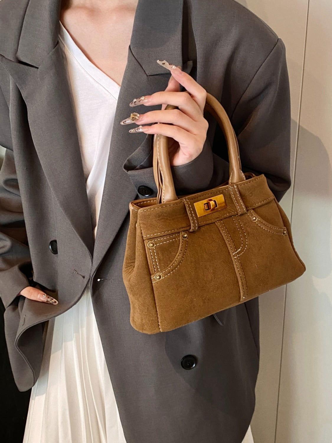 Suede Adjustable Strap Double-Use Handbag - Clothes For Her Online Store