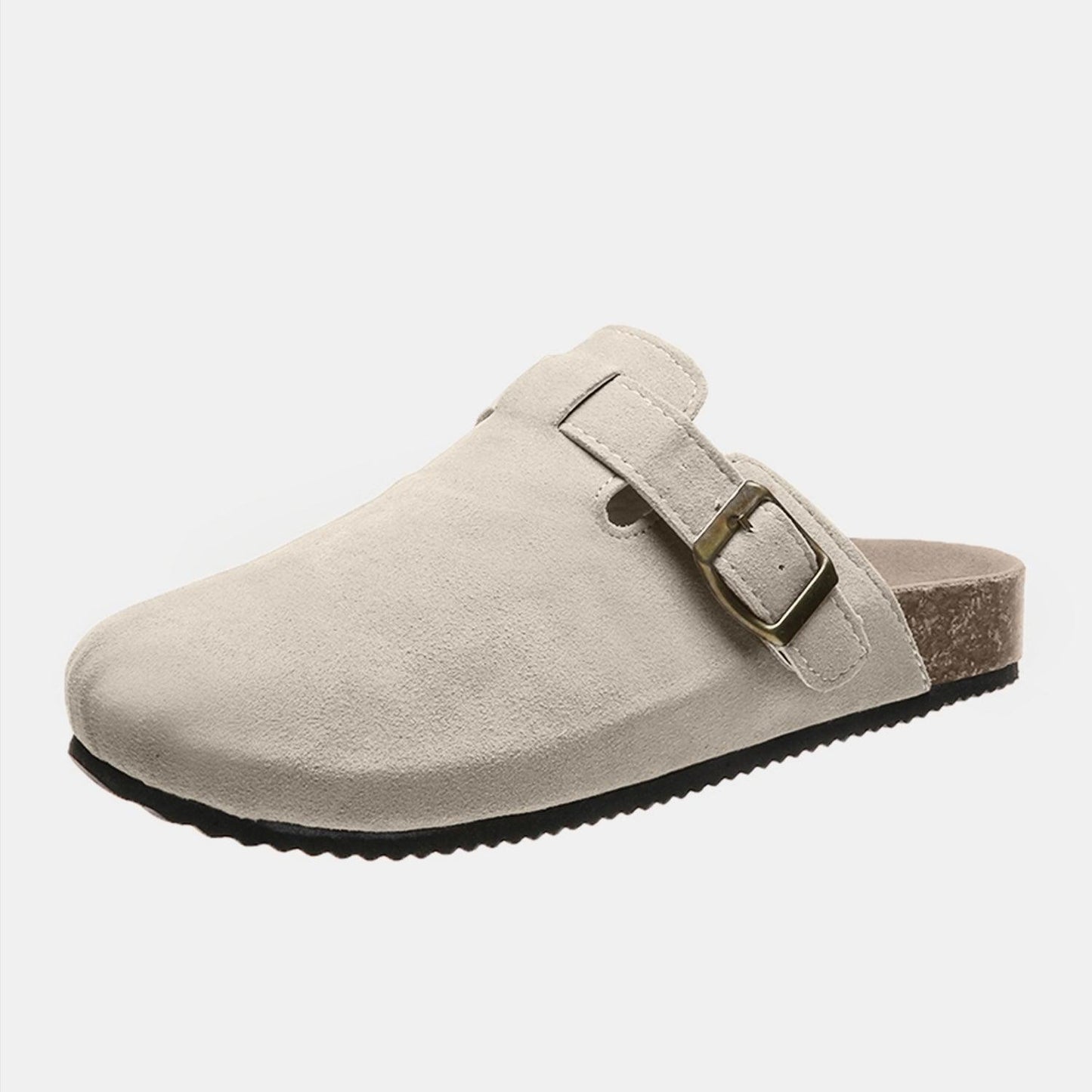 Suede Closed Toe Buckle Slide - Clothes For Her Online Store