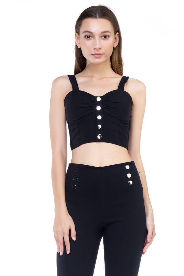 Sweetheart Button Down Crop Top - Clothes For Her Online Store