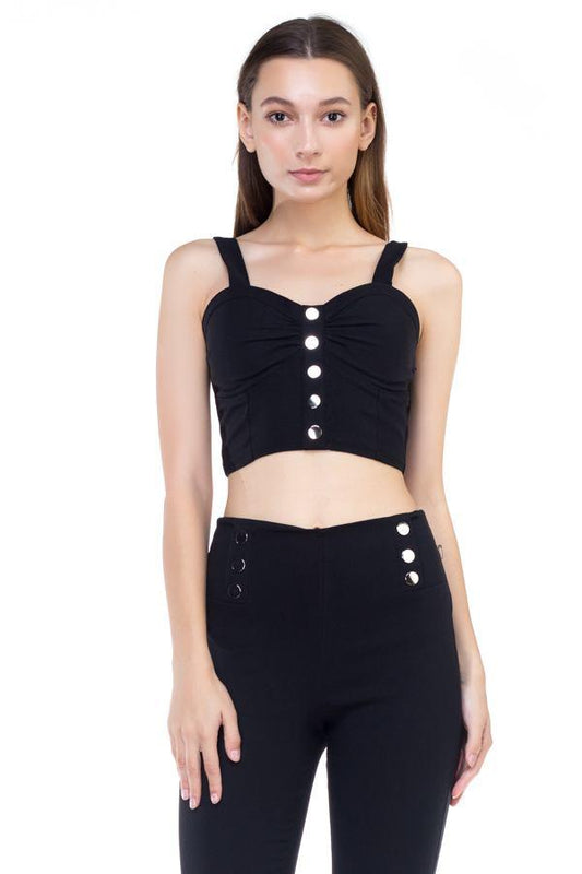 Sweetheart Button Down Crop Top - Clothes For Her Online Store