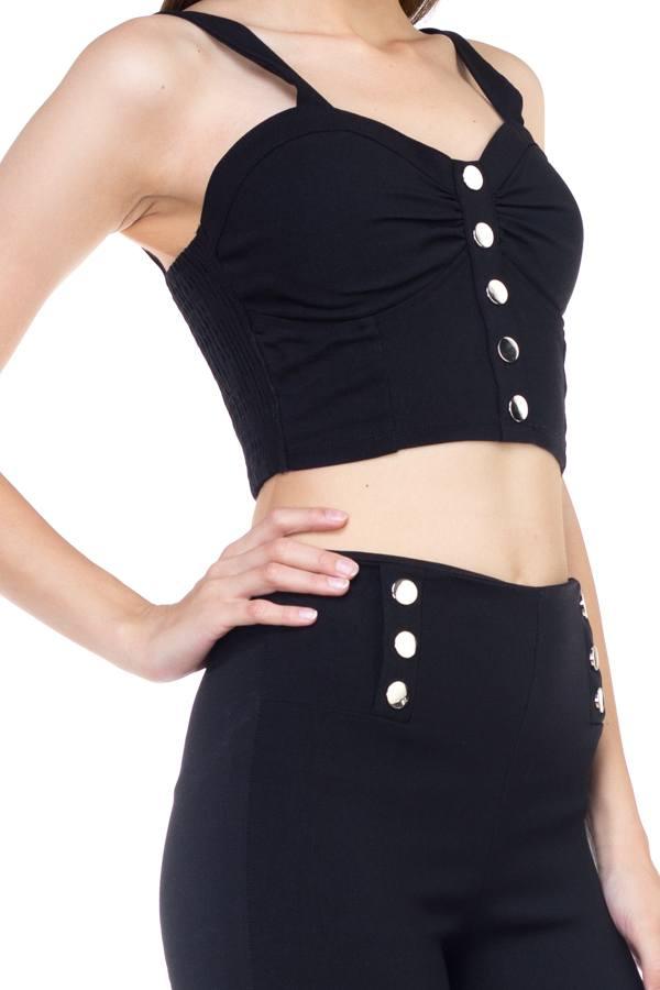 Sweetheart Button Down Crop Top - Clothes For Her Online Store