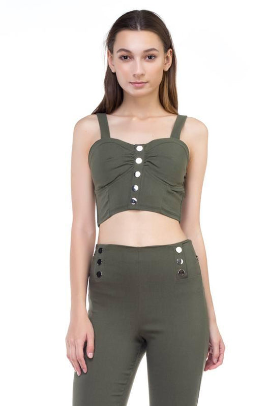 Sweetheart Button Down Crop Top - Clothes For Her Online Store