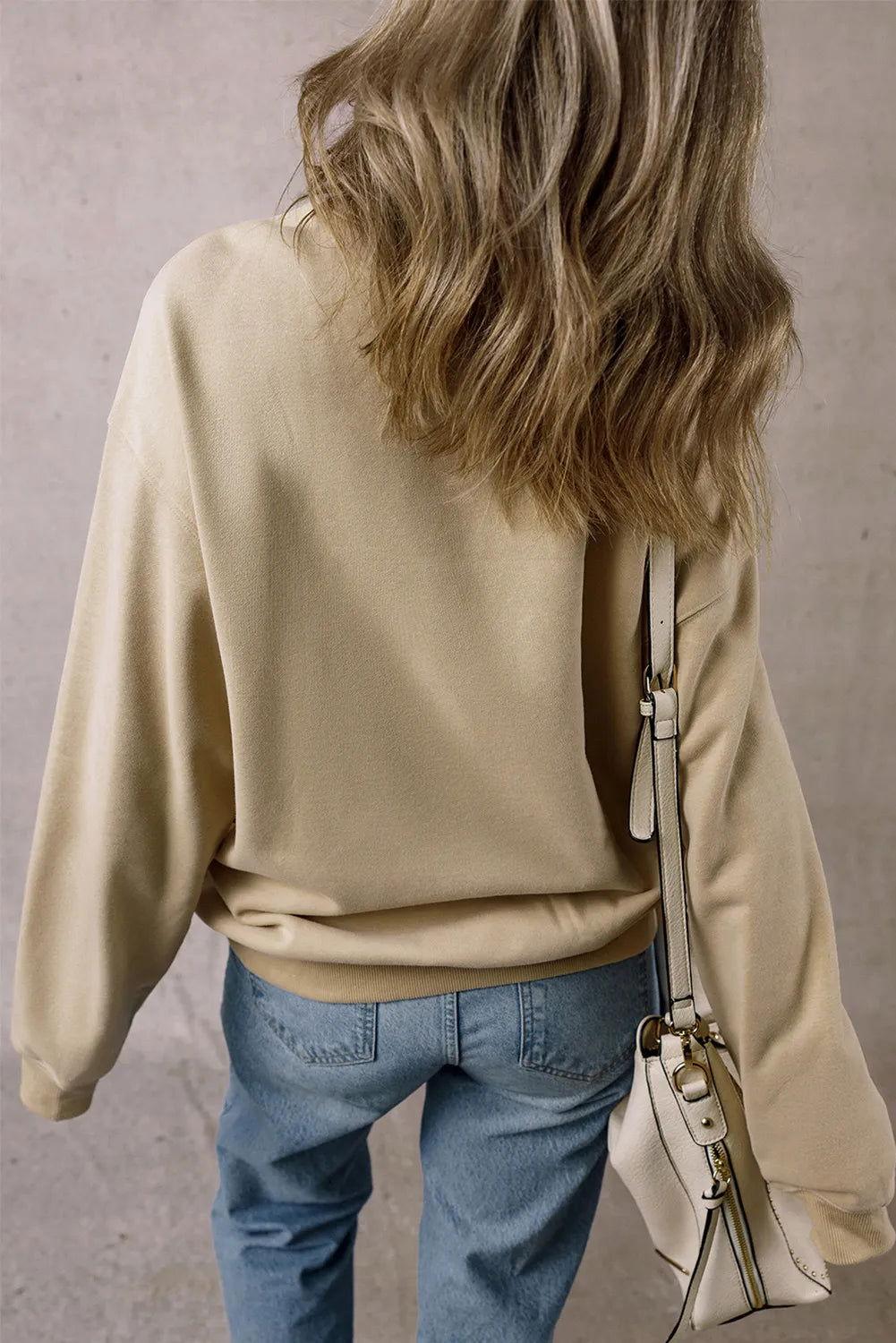 THANKFUL Round Neck Long Sleeve Sweatshirt - Clothes For Her Online Store