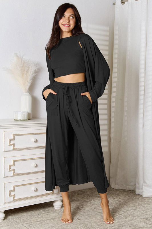 Tank, Pants, and Cardigan Set with Pockets - Clothes For Her Online Store