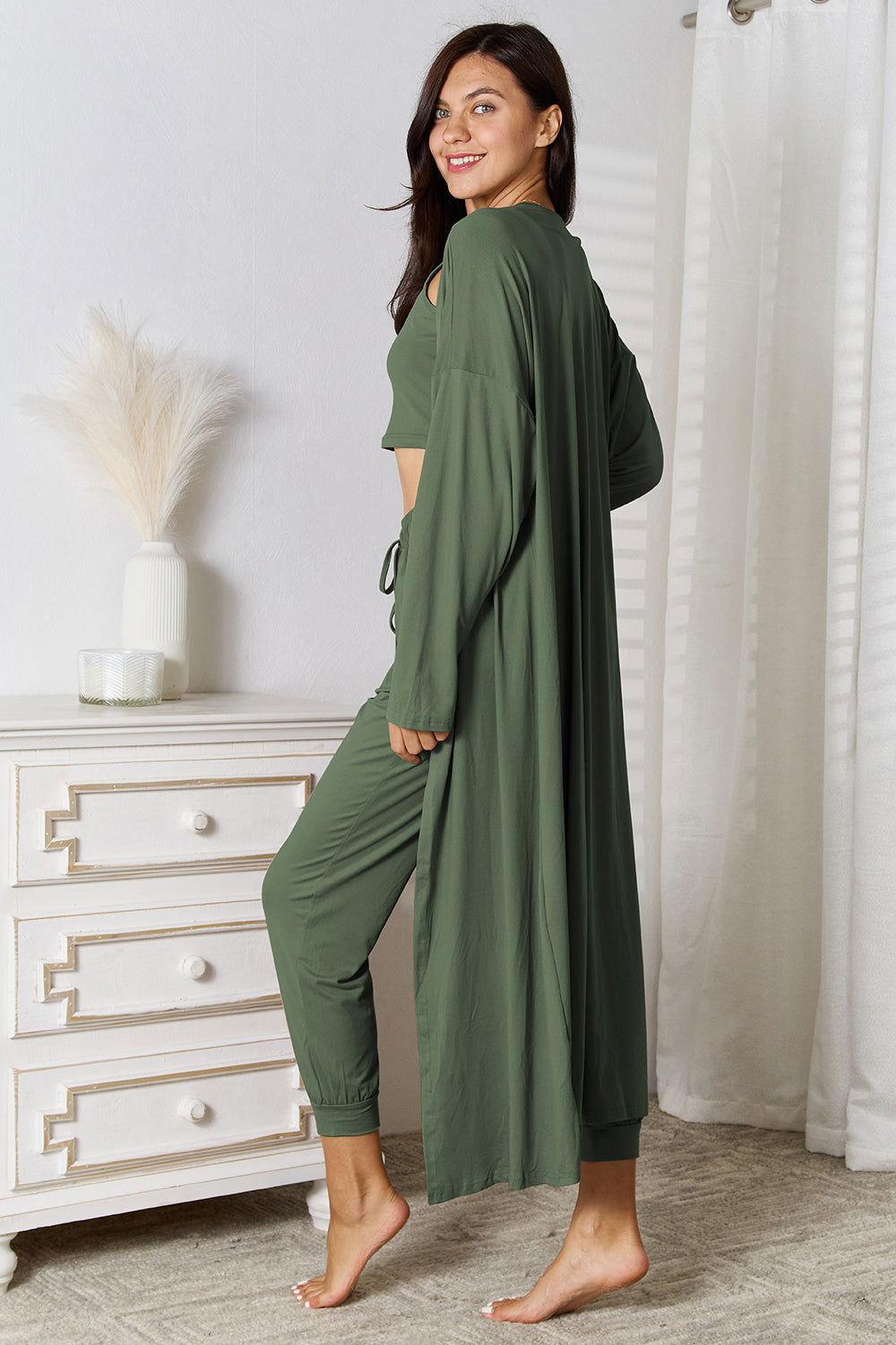 Tank, Pants, and Cardigan Set with Pockets - Clothes For Her Online Store