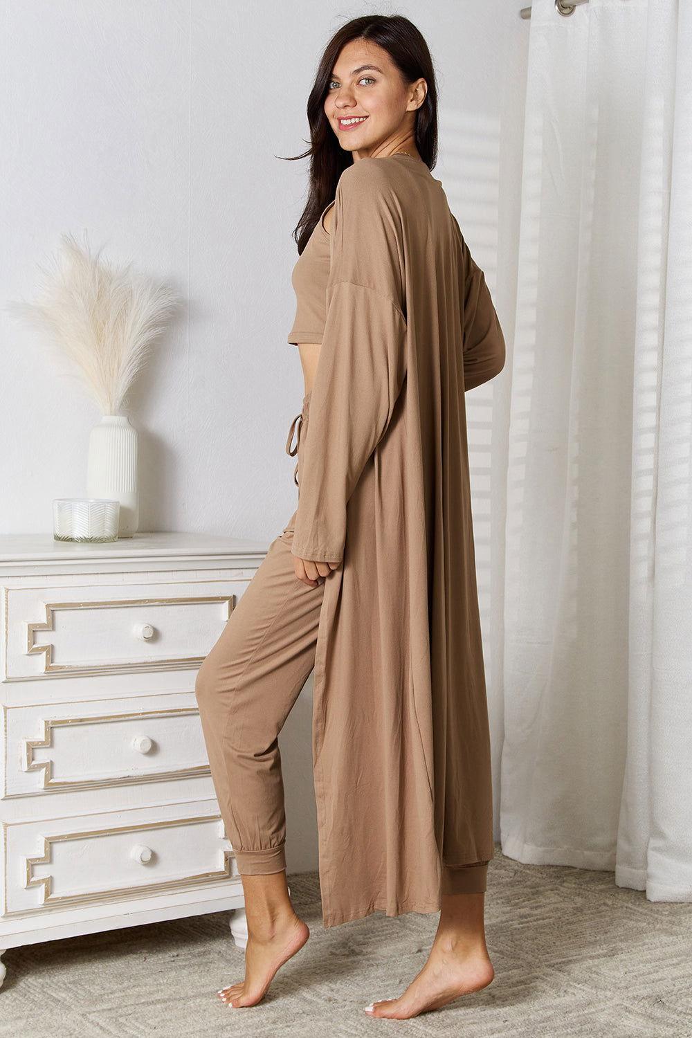 Tank, Pants, and Cardigan Set with Pockets - Clothes For Her Online Store