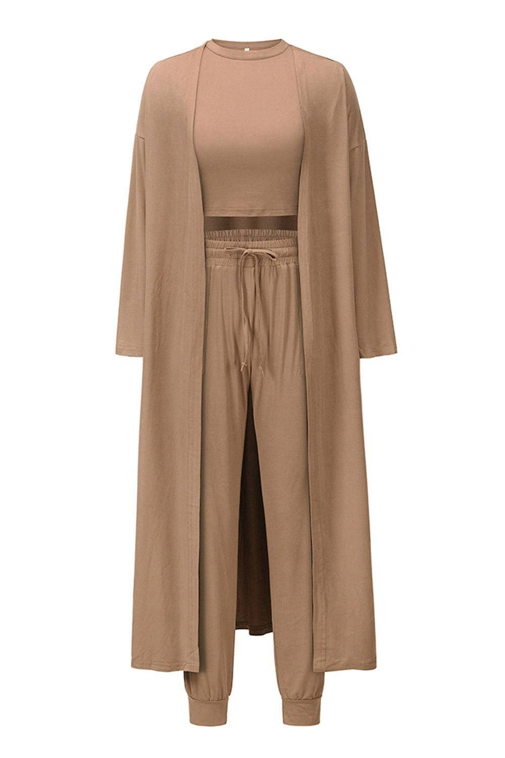 Tank, Pants, and Cardigan Set with Pockets - Clothes For Her Online Store