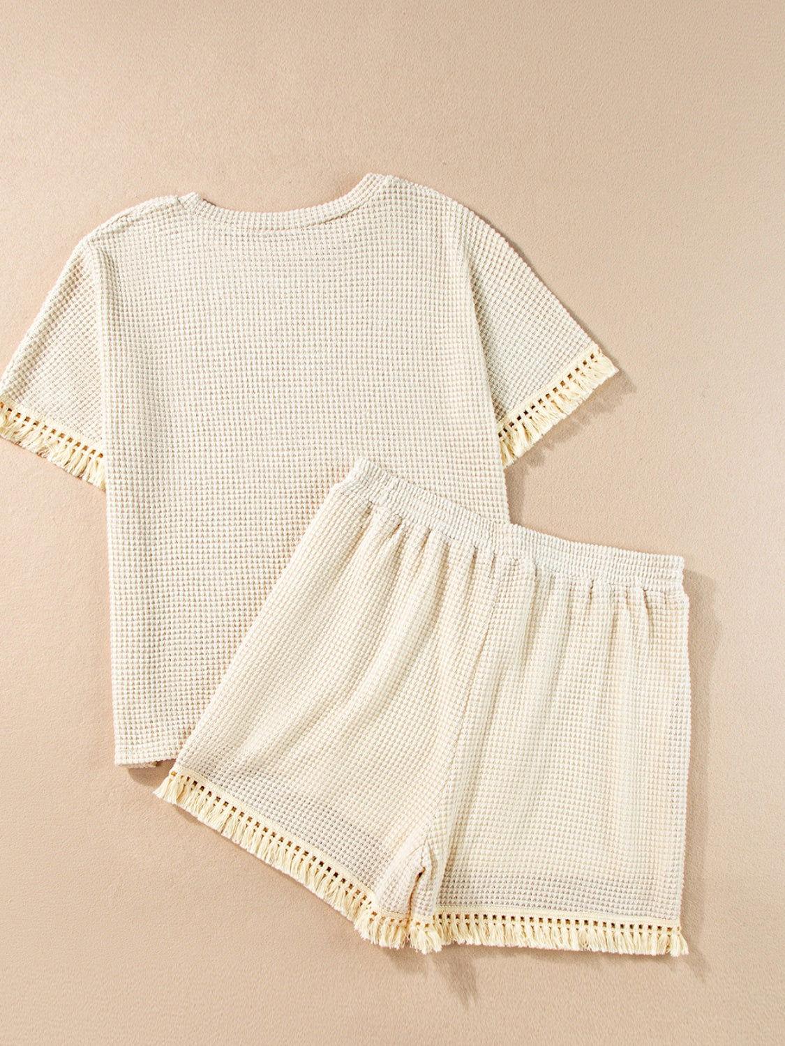 Tassel Round Neck Top and Shorts Set - Clothes For Her Online Store