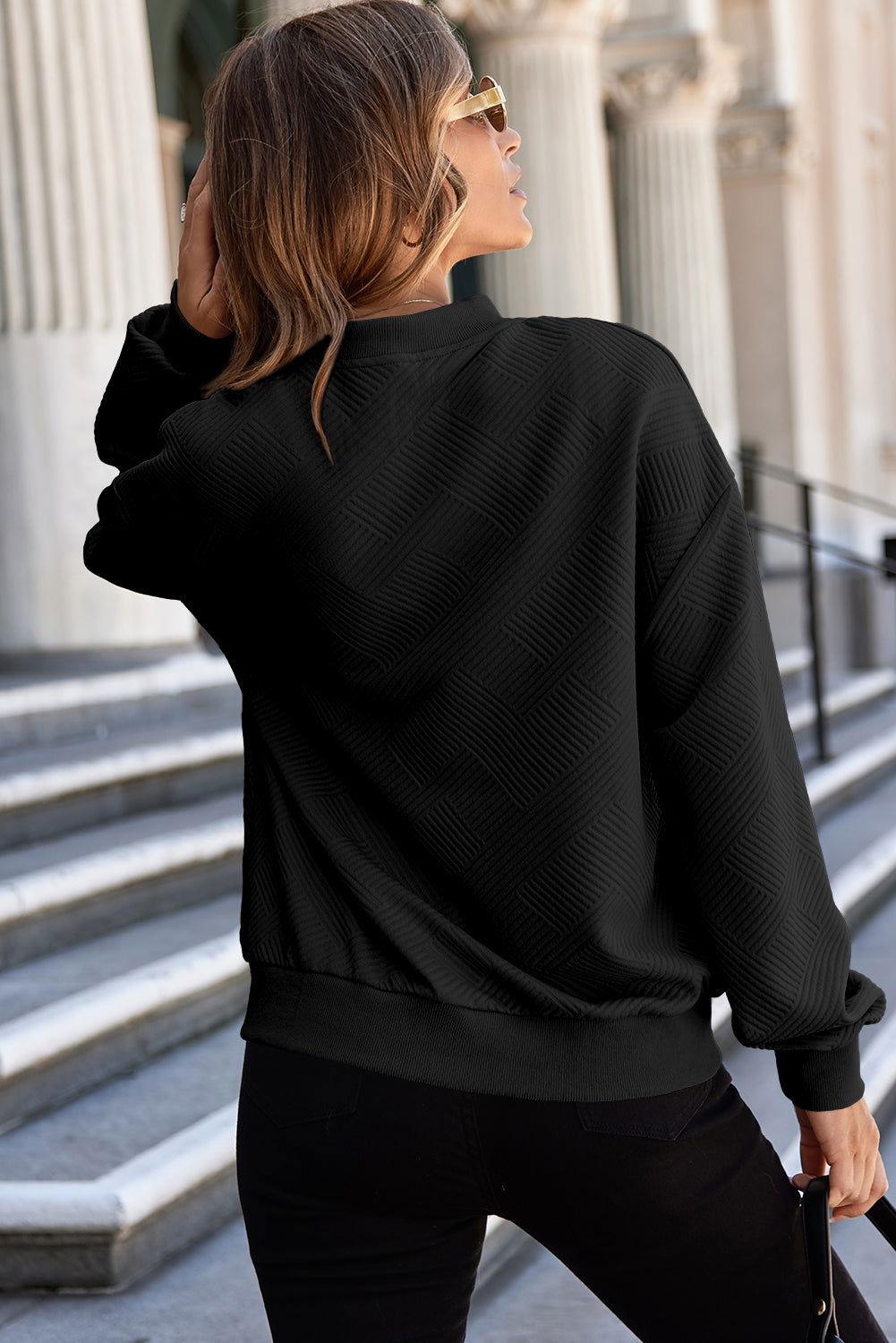 Texture Zip Up Baseball Collar Long Sleeve Jacket - Clothes For Her Online Store