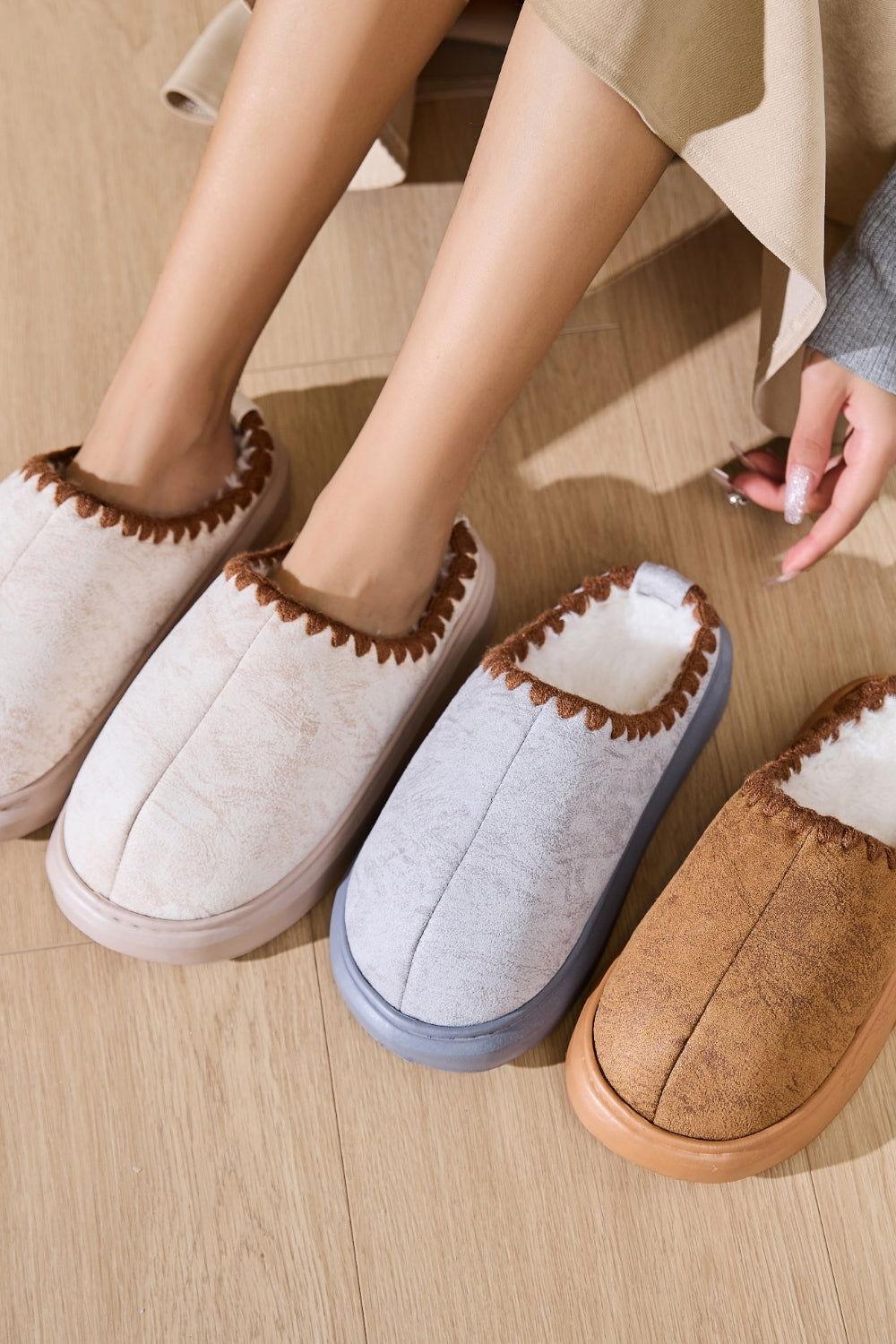 Thermal Round Toe Platform Slippers - Clothes For Her Online Store