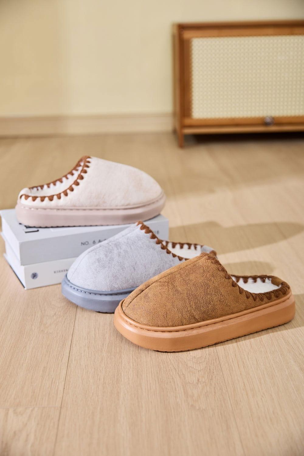 Thermal Round Toe Platform Slippers - Clothes For Her Online Store