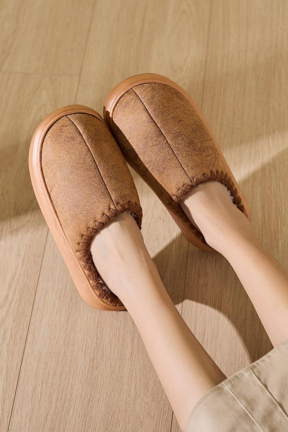 Thermal Round Toe Platform Slippers - Clothes For Her Online Store
