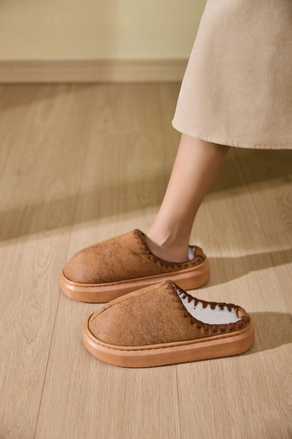 Thermal Round Toe Platform Slippers - Clothes For Her Online Store