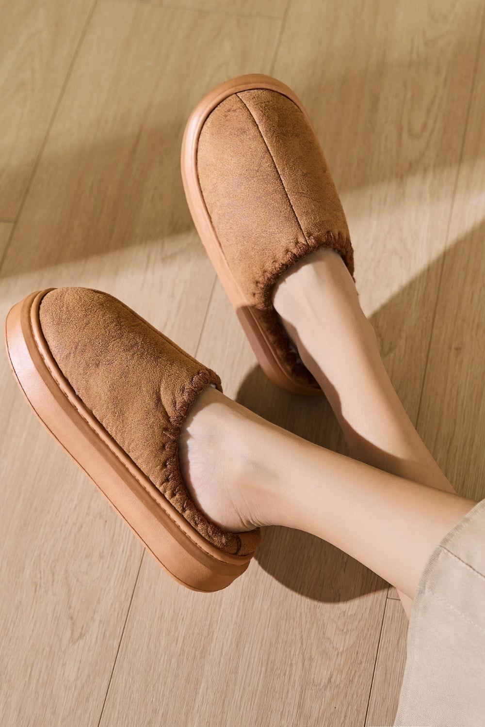 Thermal Round Toe Platform Slippers - Clothes For Her Online Store