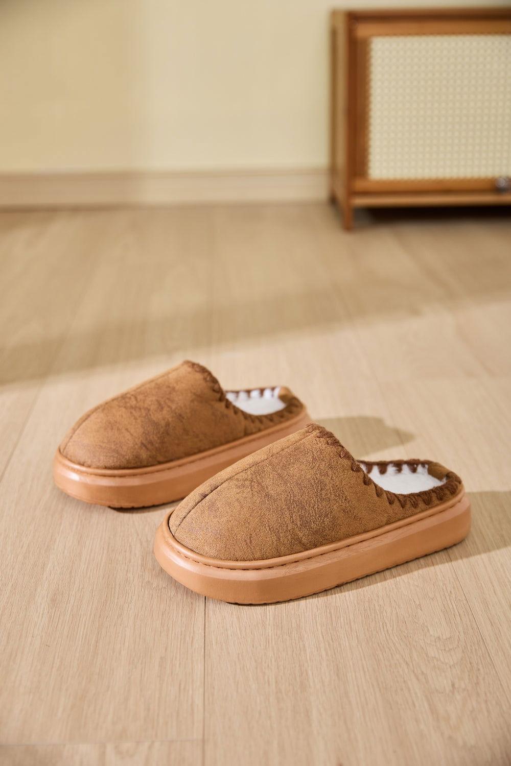 Thermal Round Toe Platform Slippers - Clothes For Her Online Store