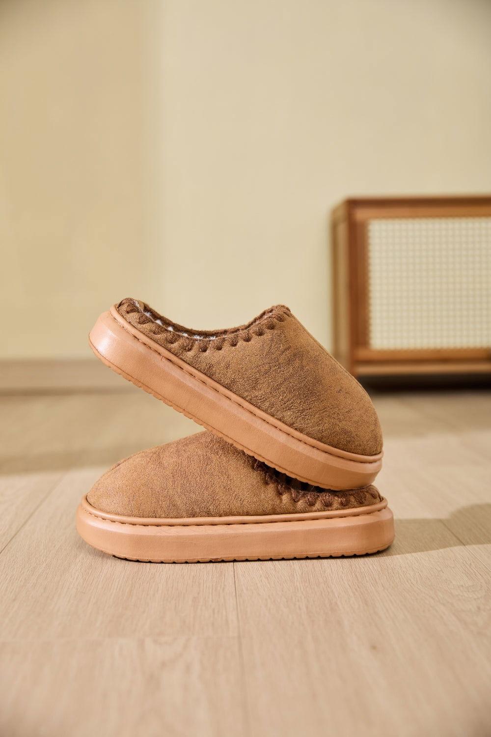 Thermal Round Toe Platform Slippers - Clothes For Her Online Store