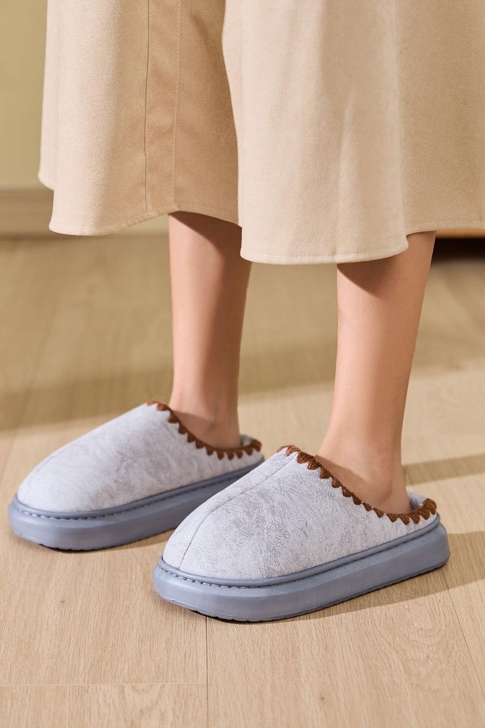 Thermal Round Toe Platform Slippers - Clothes For Her Online Store