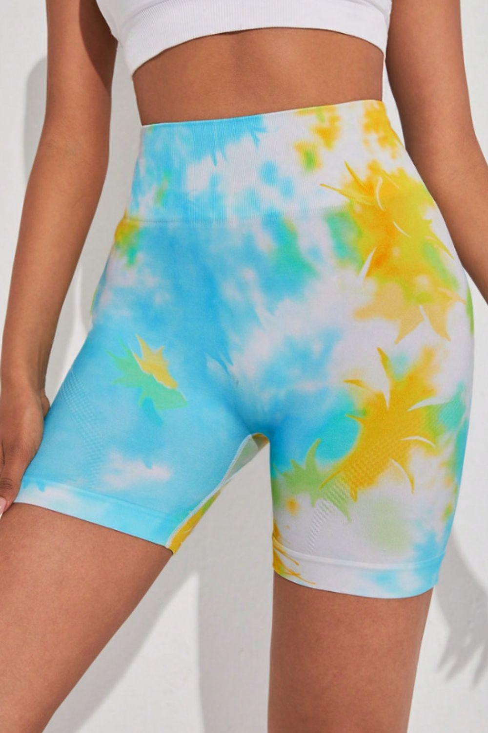 Tie-Dye Wide Waistband Sports Shorts - Clothes For Her Online Store