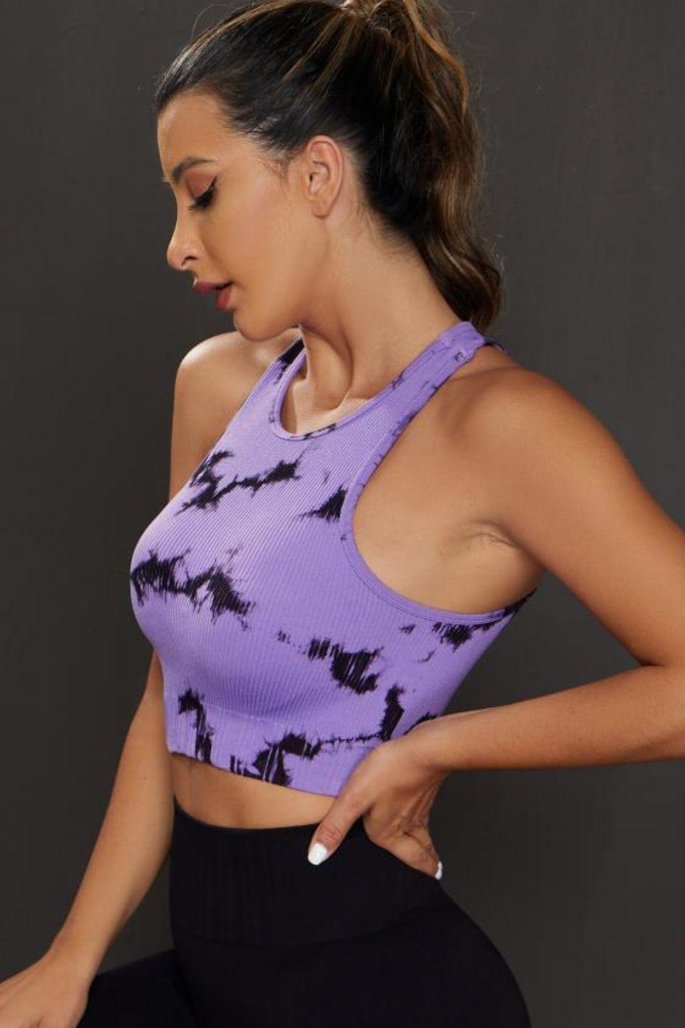 Tie-dye Cropped Round Neck Tank Top - Clothes For Her Online Store