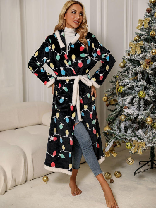 Tie Waist Hooded Robe - Clothes For Her Online Store