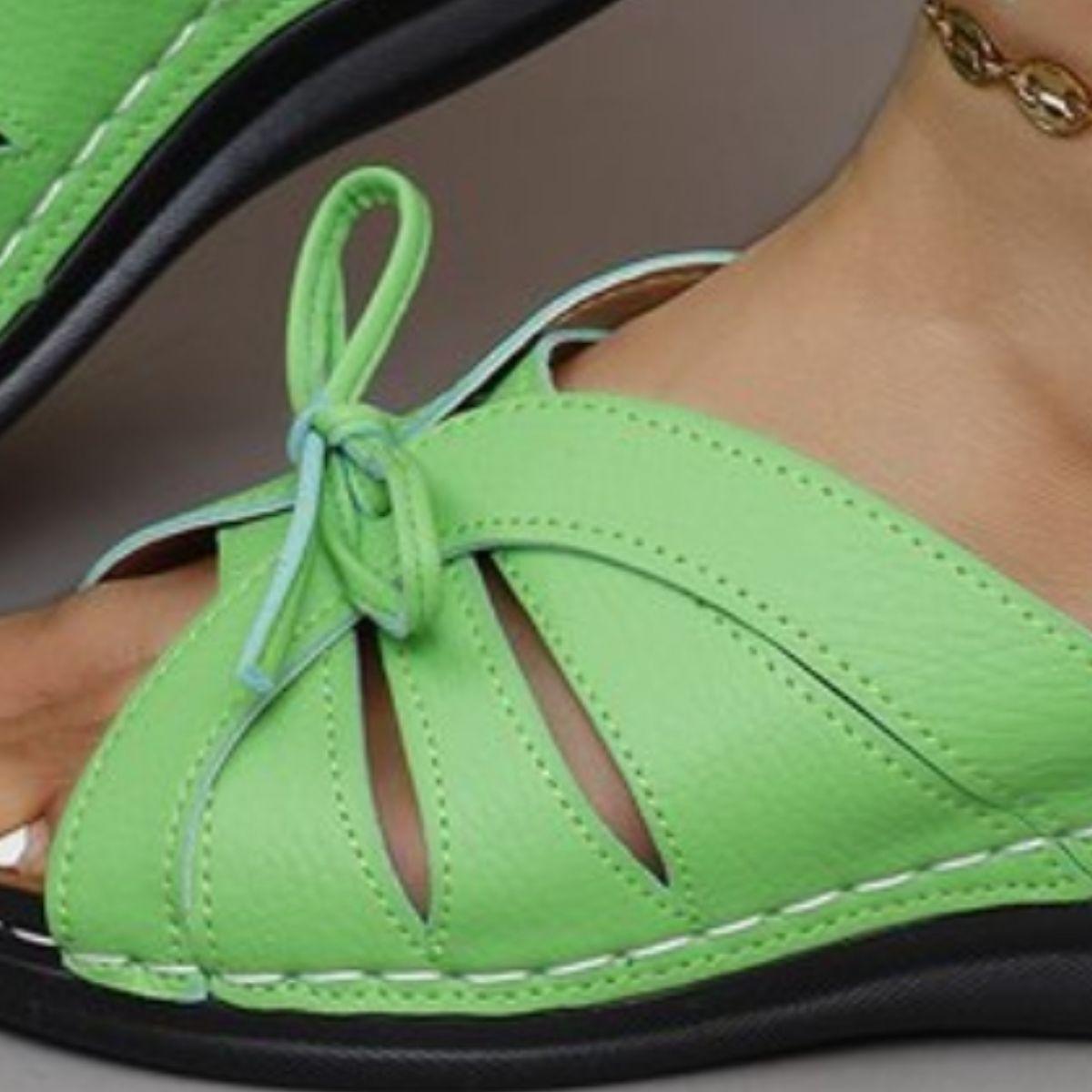 Tied Open Toe Low Heel Sandals - Clothes For Her Online Store
