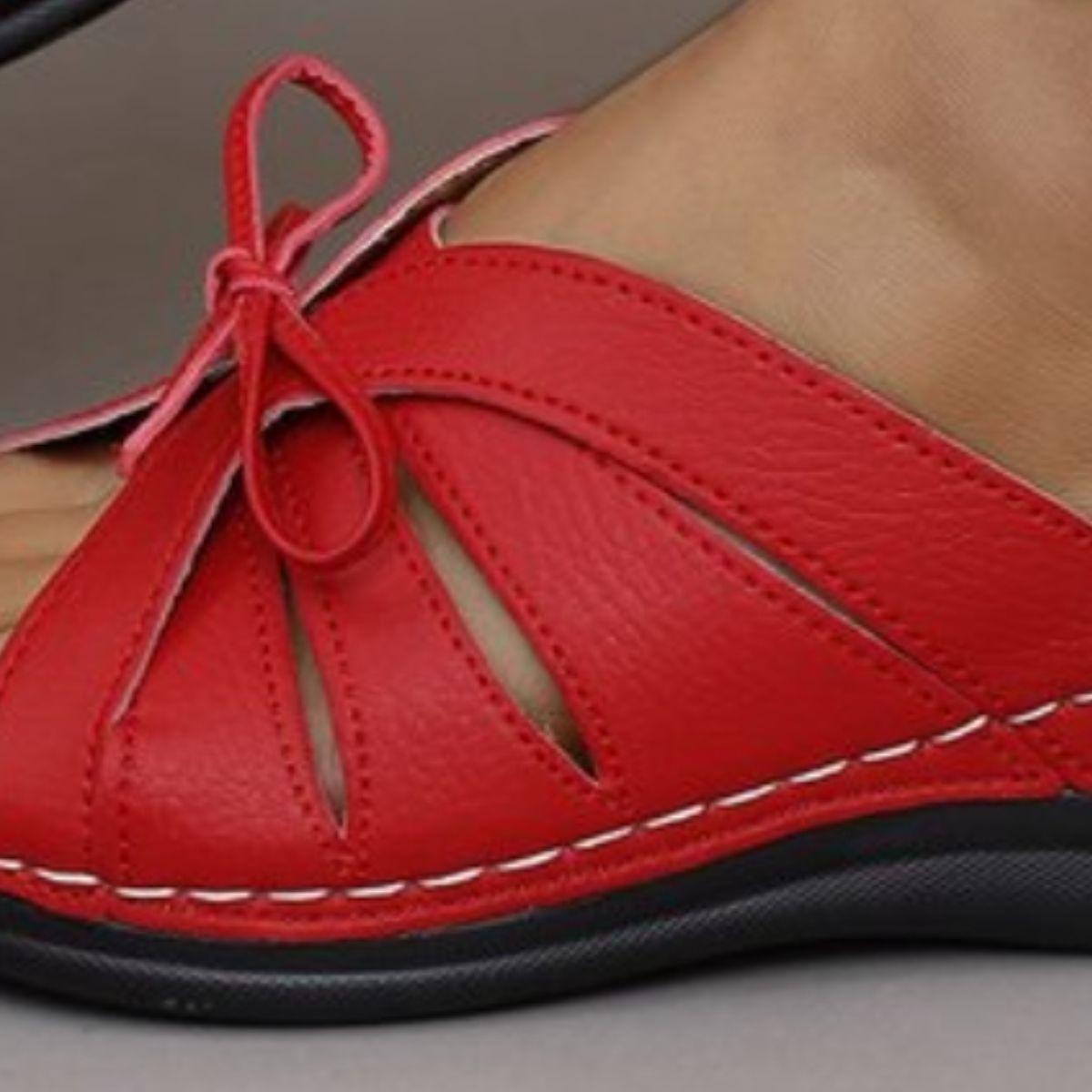 Tied Open Toe Low Heel Sandals - Clothes For Her Online Store