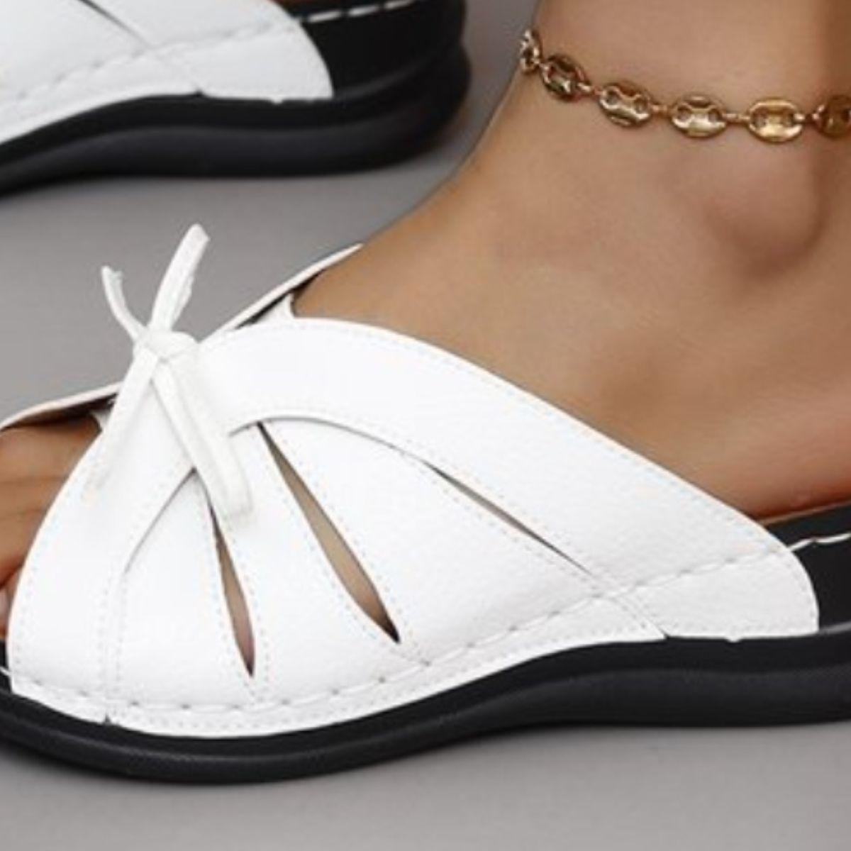 Tied Open Toe Low Heel Sandals - Clothes For Her Online Store