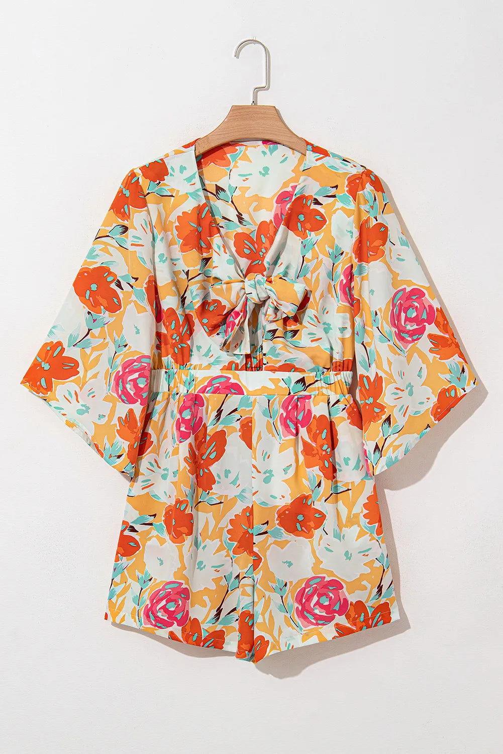 Tied Printed Half Sleeve Romper - Clothes For Her Online Store
