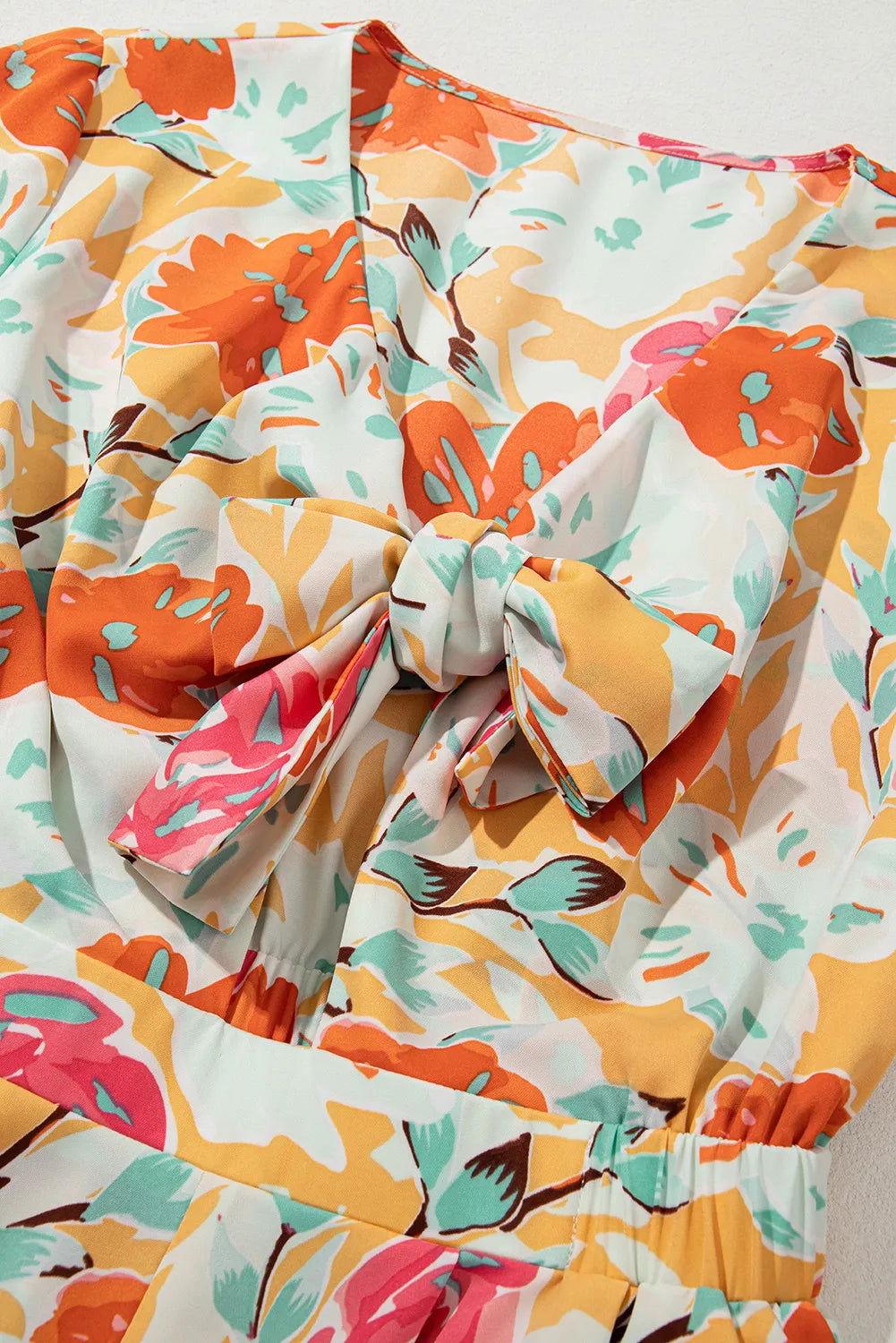 Tied Printed Half Sleeve Romper - Clothes For Her Online Store