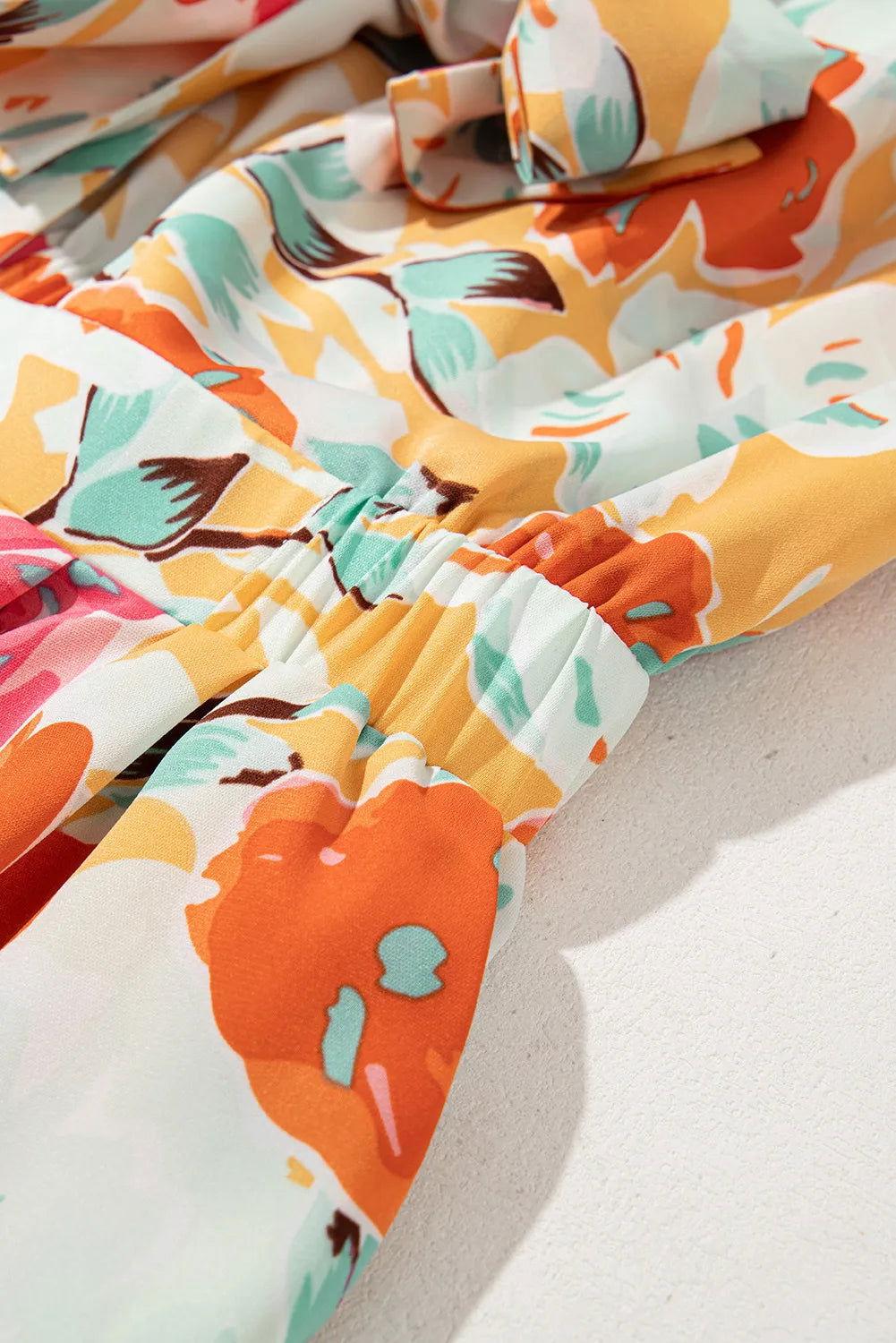 Tied Printed Half Sleeve Romper - Clothes For Her Online Store