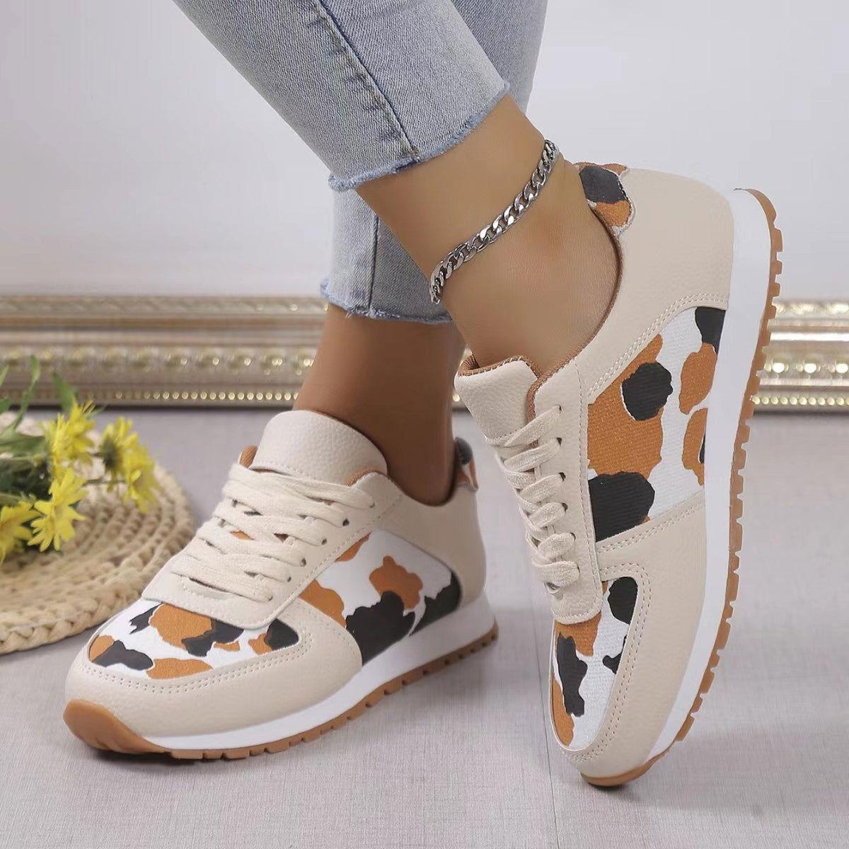 Tied Printed PU Leather Athletic - Clothes For Her Online Store