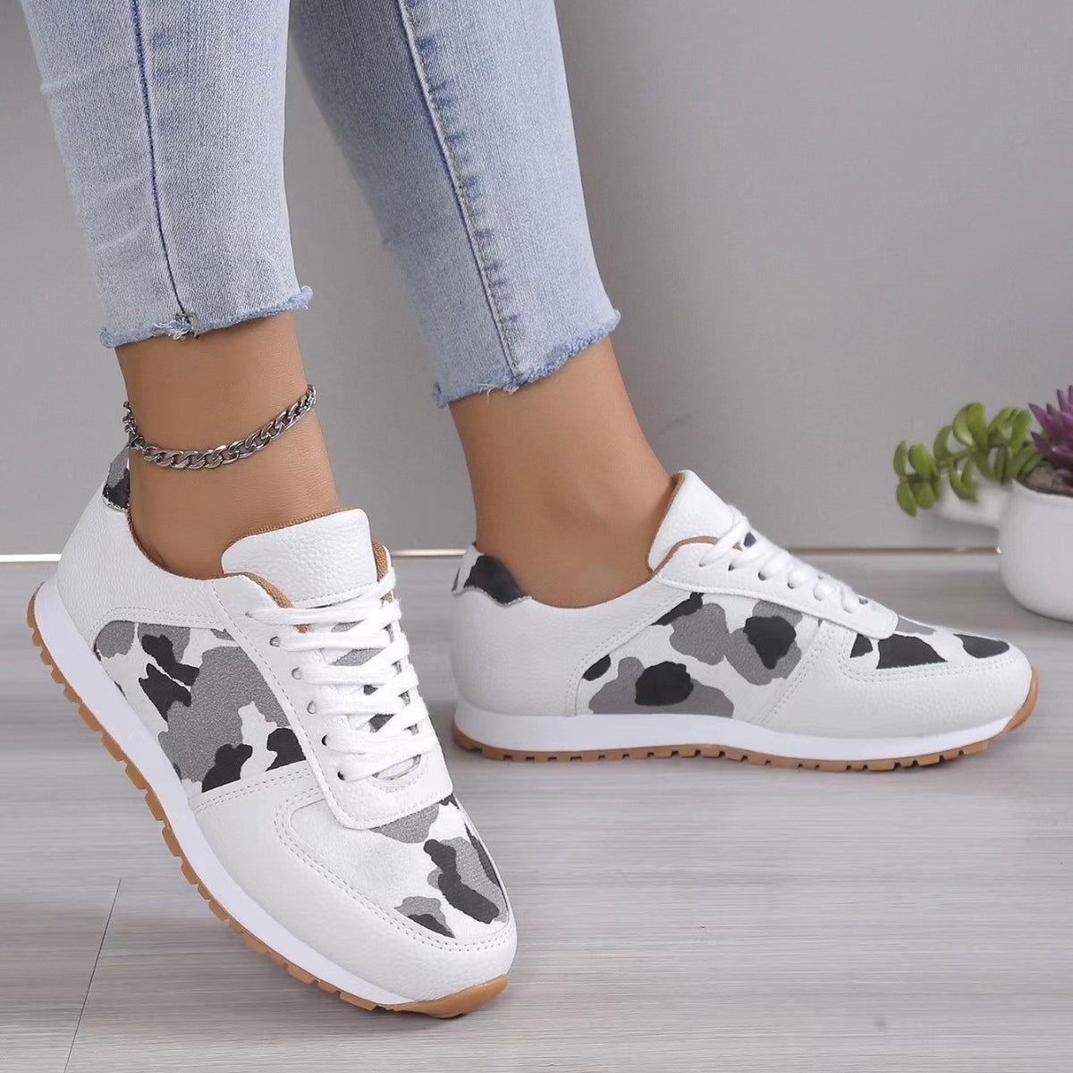 Tied Printed PU Leather Athletic - Clothes For Her Online Store