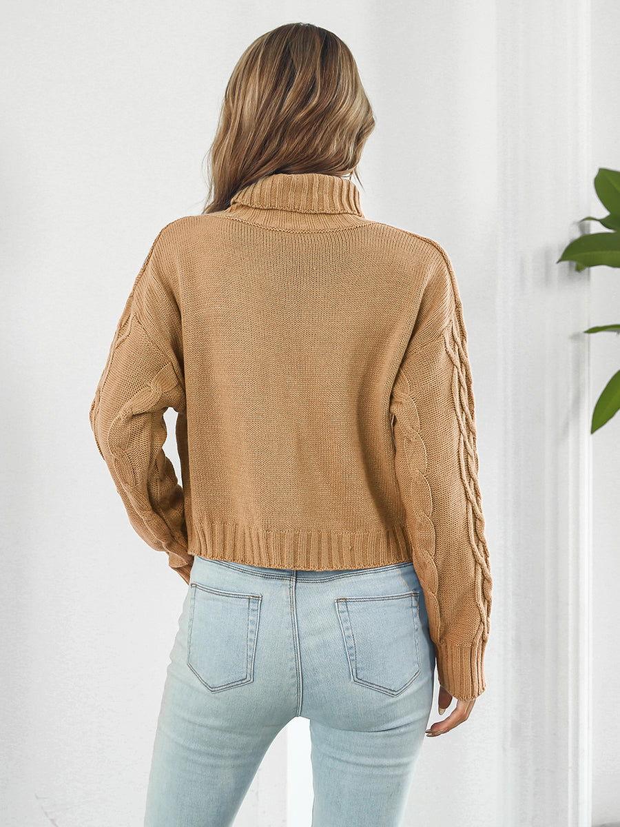 Turtleneck Dropped Shoulder Sweater - Clothes For Her Online Store